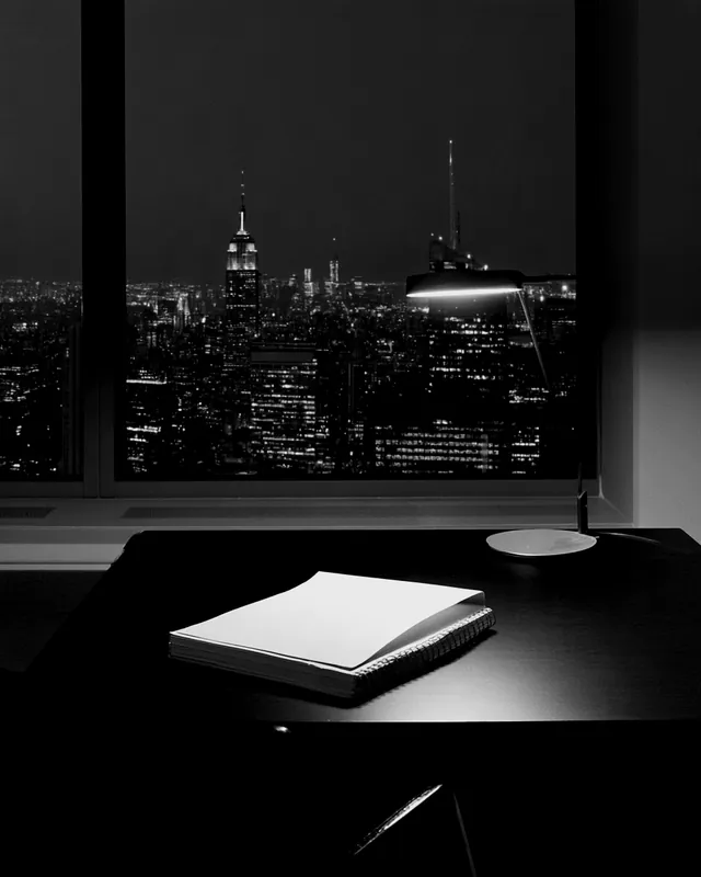 The field document on a desk at night